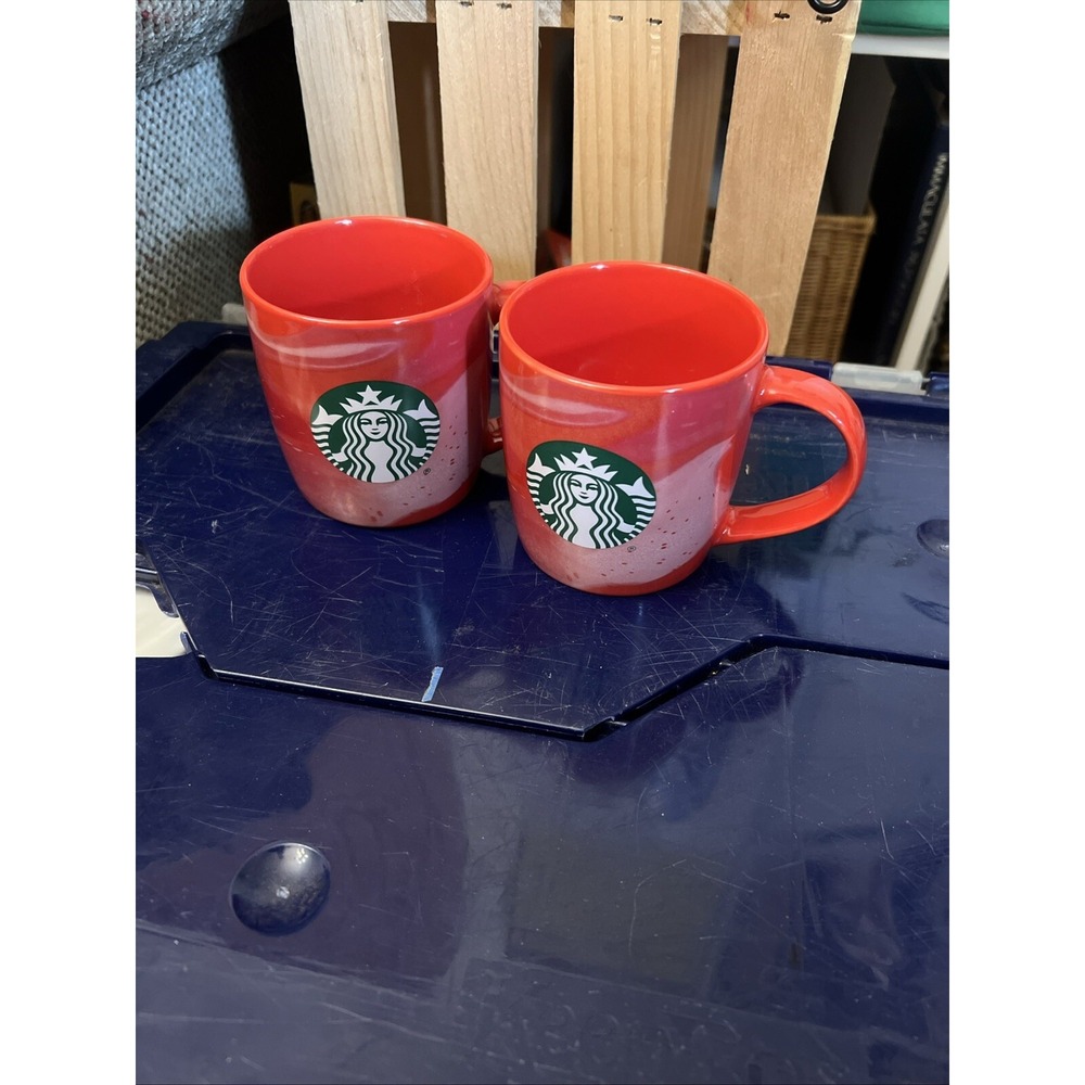 2 Starbucks 2024 Swirl Red Coffee Tea Mug Cup 11 Fl oz EUC Christmas